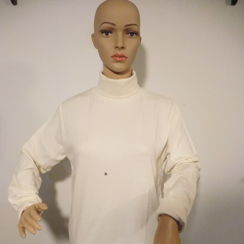 Crystal-Kobe Cream Turtleneck Top, Medium
